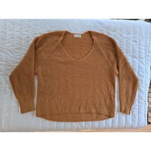 Becool Women’s Size M/L Mustard Yellow V-Neck Knit Sweater Raglan Sleeve